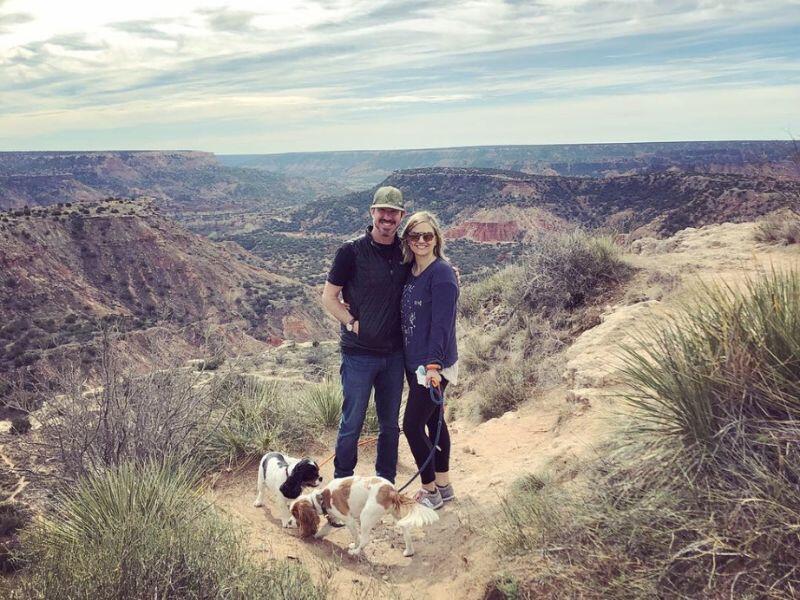 Austin adoptive couple hiking in West Texas