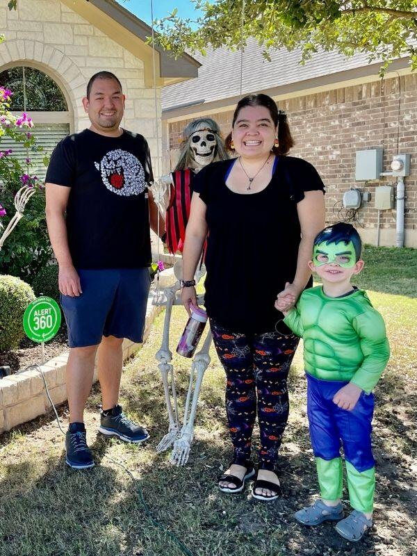 Adoptive family in Austin at Halloween