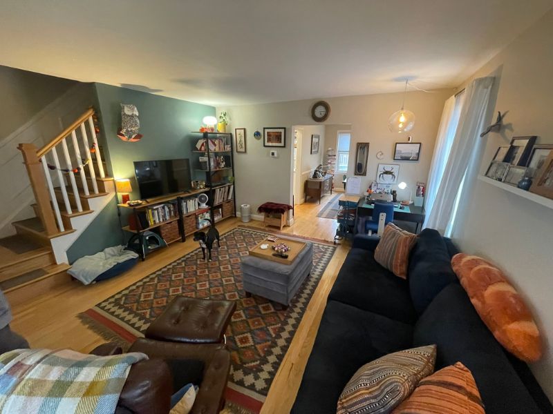 Cozy living room of Baltimore adoptive couple