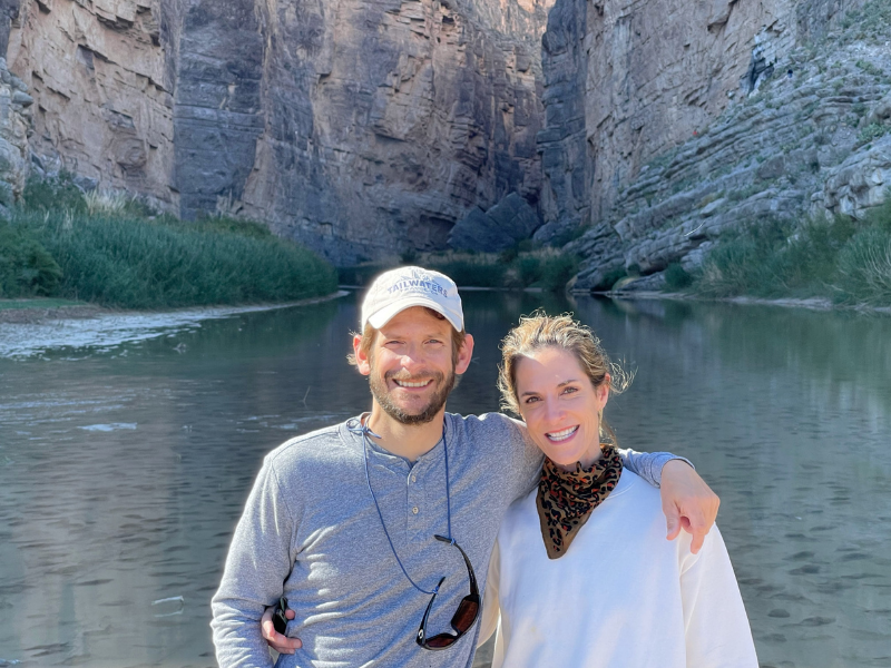 San Antonio adoptive couple hiking in West Texas